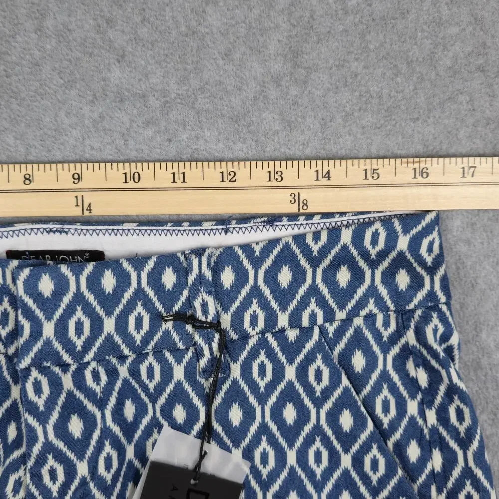 NWT Dear John Womens 29 Blue White Diamond Pattern Finnegan Roll Cuff Shorts - Picture 12 of 16